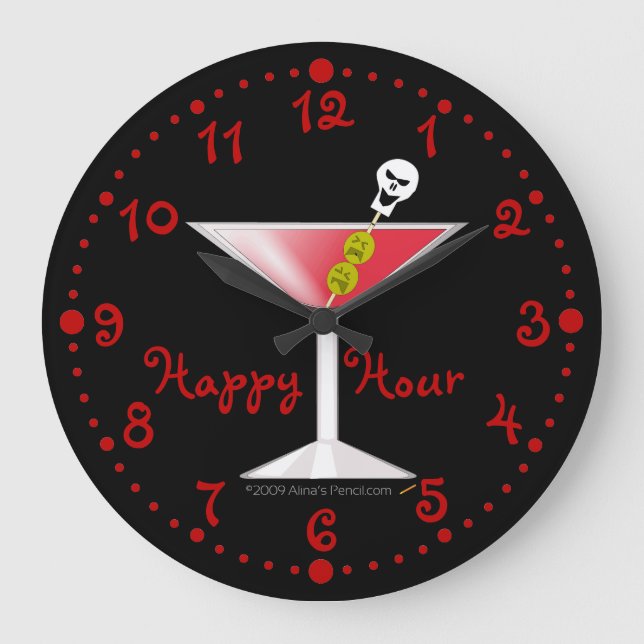 Happy Hour Funny Bloody Martini Horloge avec minut (Recto)