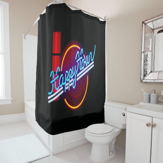Happy Hour Neon Panneau Douche Rideau (En situation)