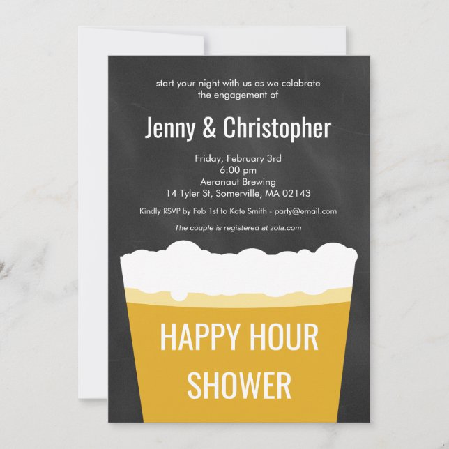 Happy Hour Shower Beer Fiançailles Invitation (Devant)