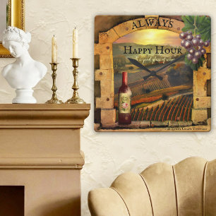 Happy Hour Vineyard Beaux-Art Wall Horloge