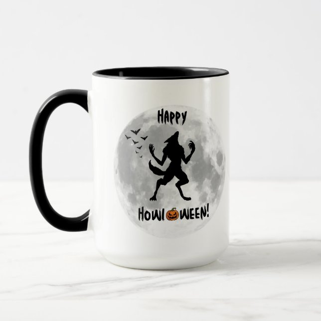 Happy Howl-o-ween Funny Werewolf Coffee Mug (Gauche)