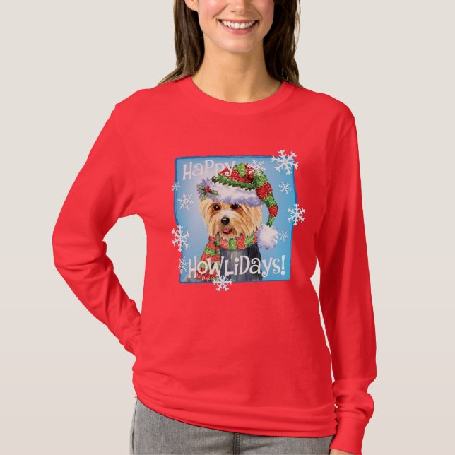 Happy Howlidays Australian Terrier T-Shirt (Devant)