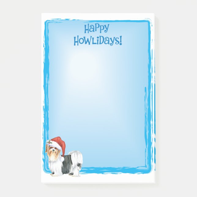 Happy Howlidays Biewer Terrier Post-it Notes (Devant)