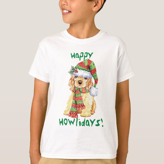 Happy Howlidays Cocker Spaniel T-Shirt (Devant)