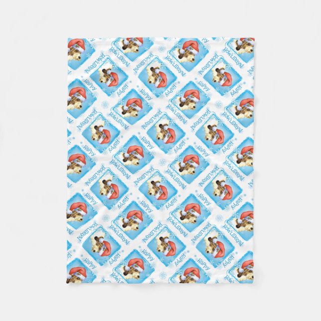 Happy Howlidays Couverture en polaire PBGV (Devant)