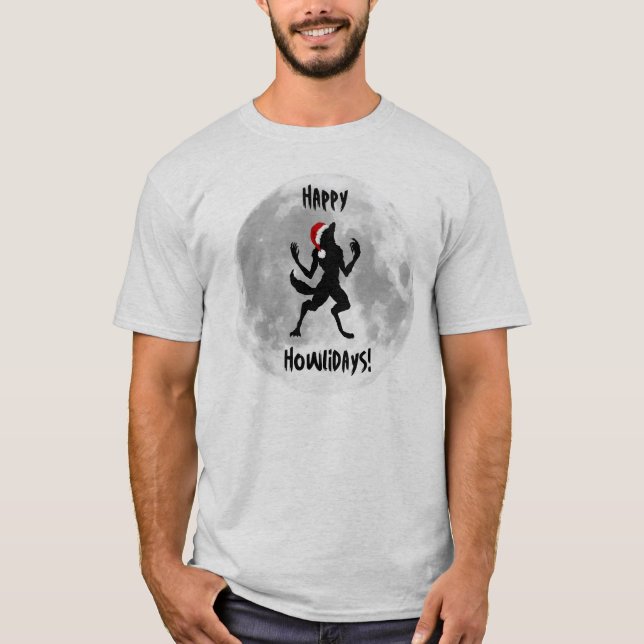 Happy Howlidays Funny Werewolf T-shirt pour hommes (Devant)