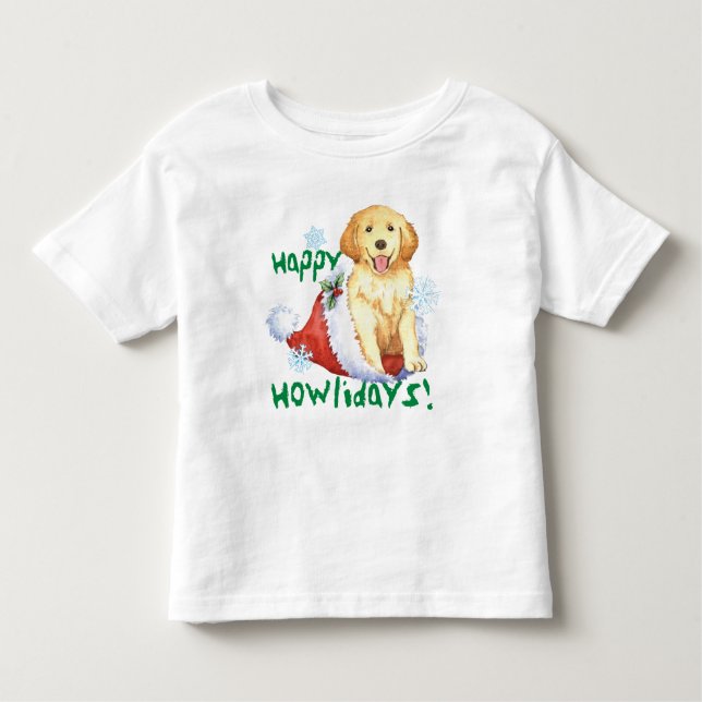 Happy Howlidays Golden Retriever T-shirt (Devant)