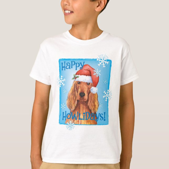 Happy Howlidays Irish Setter T-Shirt (Devant)