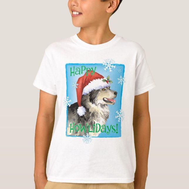 Happy Howlidays Malemute T-Shirt (Devant)