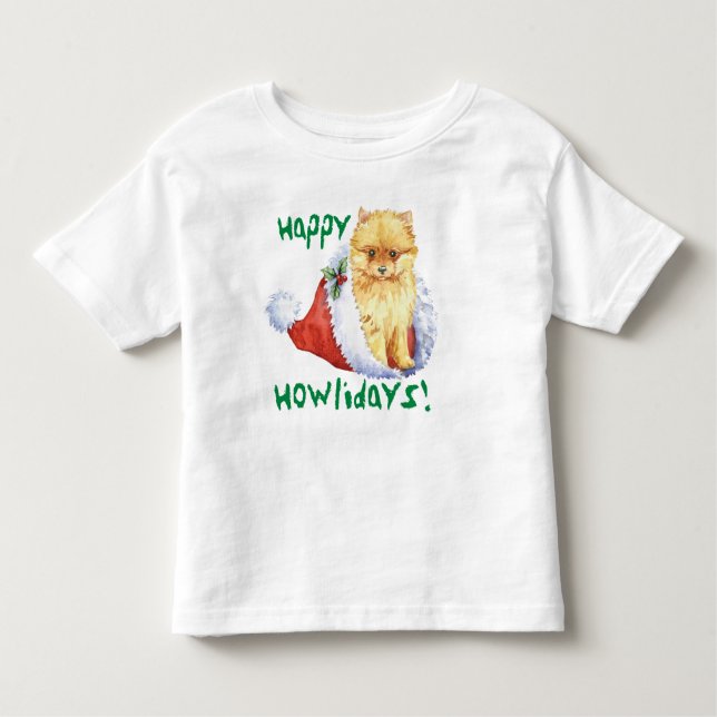 Happy Howlidays Pomeranian T-Shirt (Devant)
