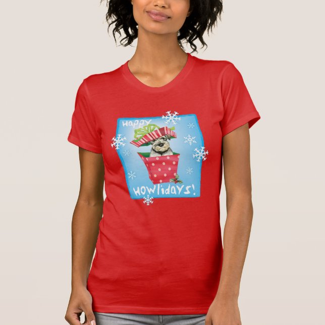 Happy Howlidays Standard Schnauzer T-Shirt (Devant)