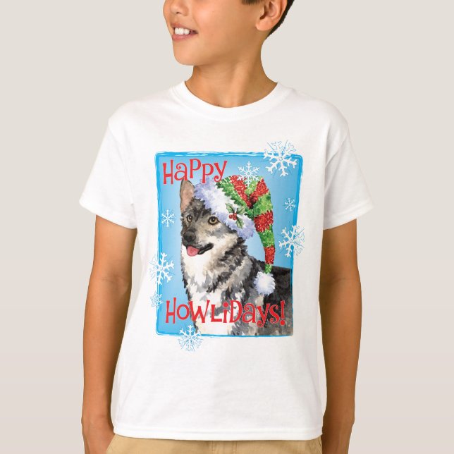 Happy Howlidays Swedish Vallhund T-Shirt (Devant)