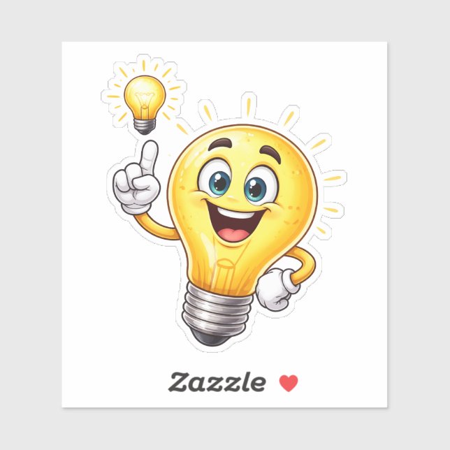 Happy Idea Light Bulb Custom-Cut Vinyl Sticker (Feuille)