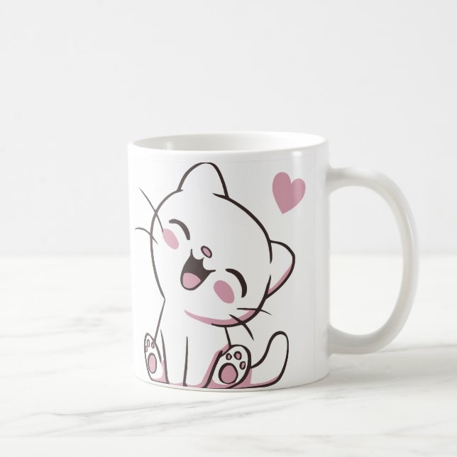 Happy Kitty Mug - Chat à rire mignon avec amour En (Droite)