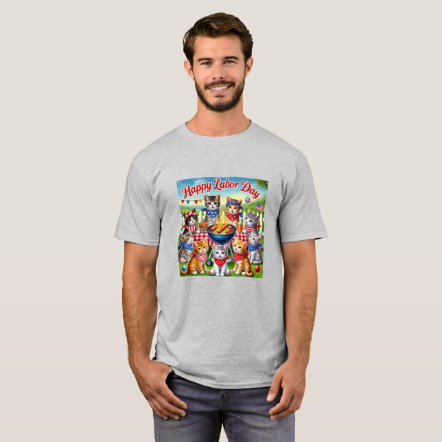 Happy Labor Day Kittens T-shirt (Devant entier)