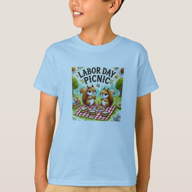 Happy Labor Day mignon T-shirt écureuils (Devant)