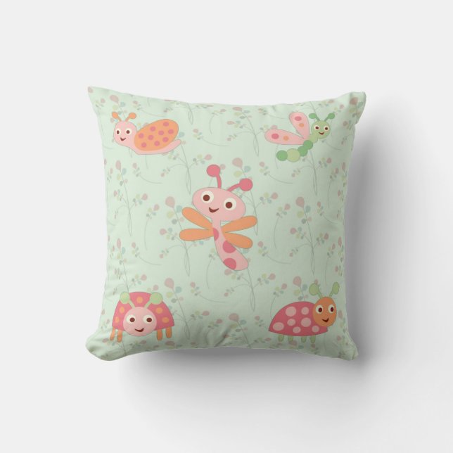 Happy Little Bugs Nursery Kids Coussin (Recto)