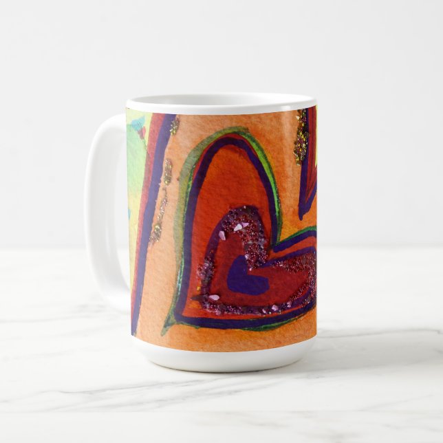 Happy Love Hearts Art Custom Coffee Mug (Devant gauche)