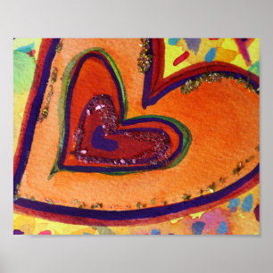 Happy Love Hearts Peinture Art Poster Impressions