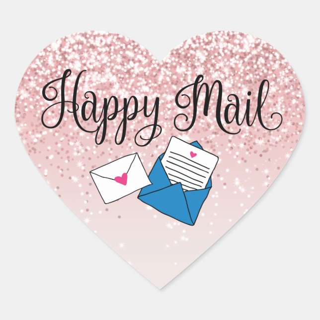 Happy mail coeur autocollant (Devant)