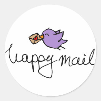 Happy mail rond autocollants d'affaires avec oisea