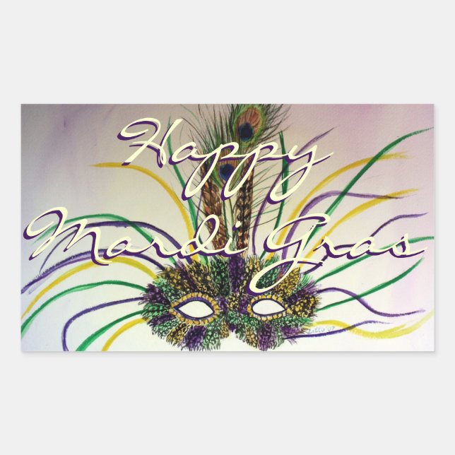 Happy Mardi Gras Perle Jetant Stickers Masque de p (Devant)