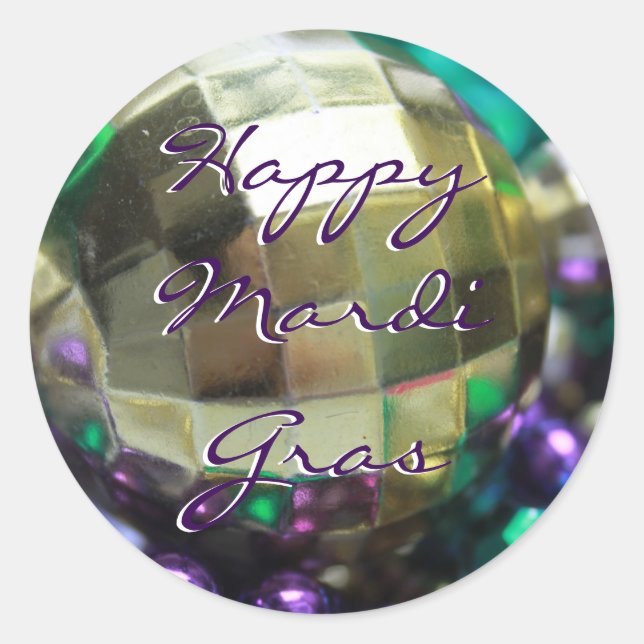 Happy Mardi Gras Perle Jette Stickers Customisés (Devant)