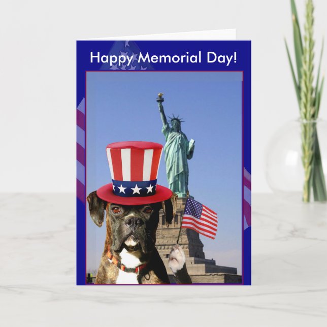 Happy Memorial Day boxer chien carte de voeux (Devant)