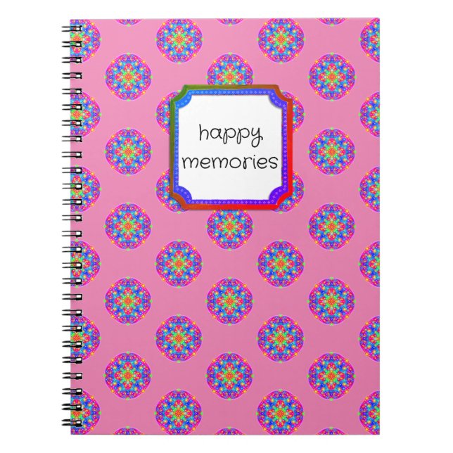Happy Memories Pink Star Mandala Boho Carnet (Devant)