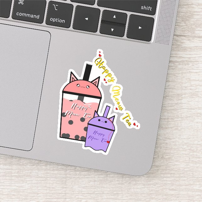 Happy Meow Tea Vinyl Sticker (Détail)