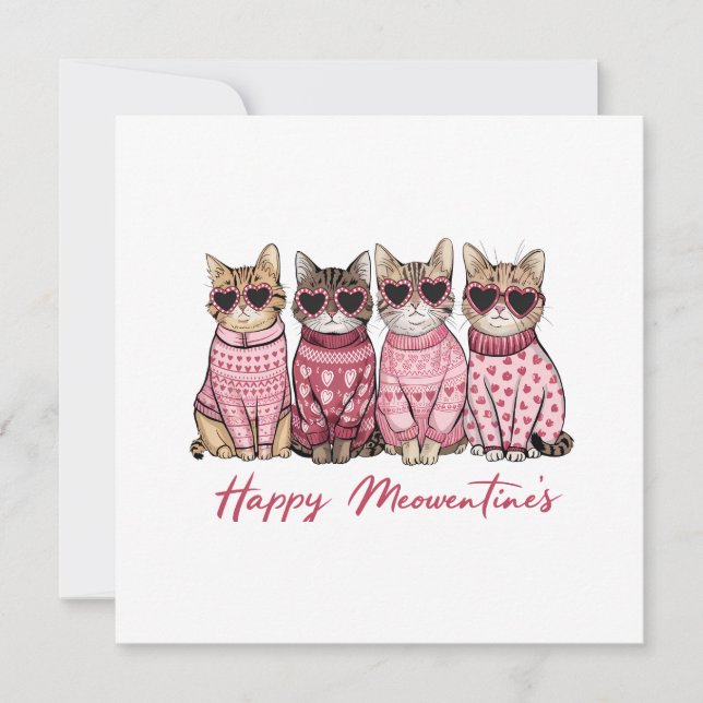 Happy Meowentines Valentines Day Card (Devant)