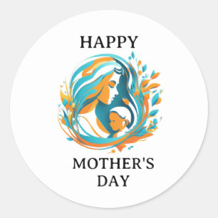 Happy Mère's Day Classic Vintage Sticker rond