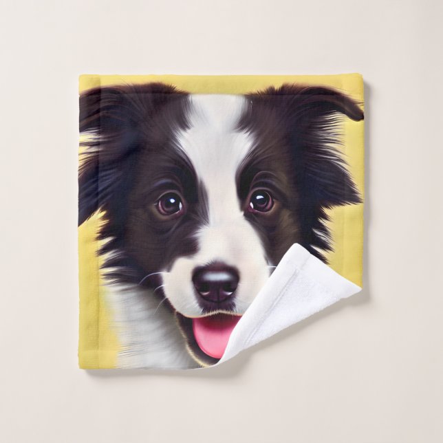 Happy mignon Bordure Collie Puppy (Gant de toilette)