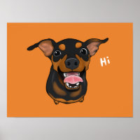 Happy Miniature Pinscher Min Pin Portrait Poster