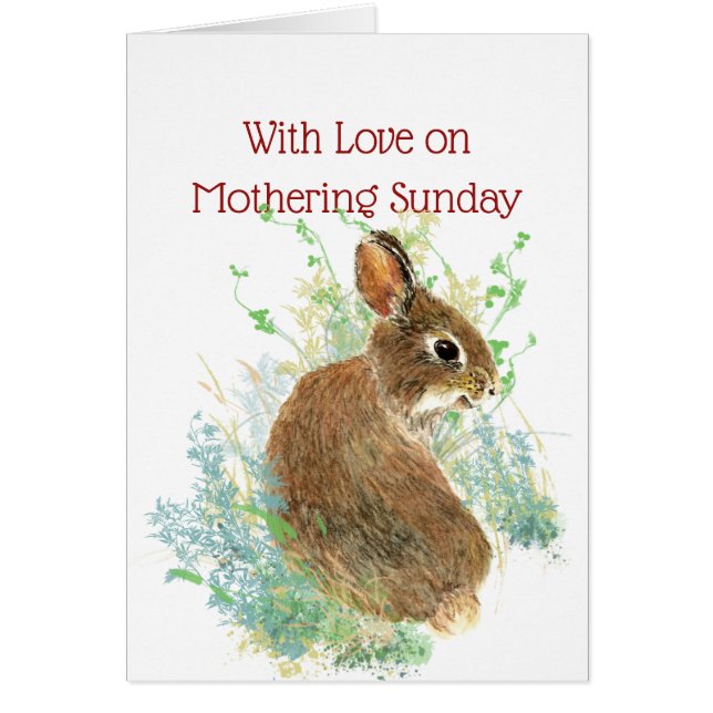 Happy Mothering Sunday Blank Cute Bunny Rabbit (Devant)