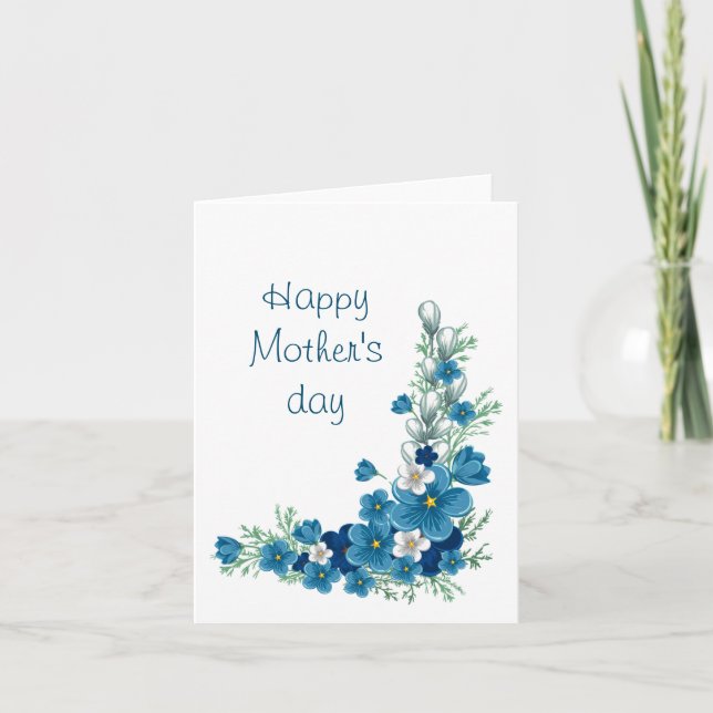 Happy Mothers day card with blue flowers (Devant)