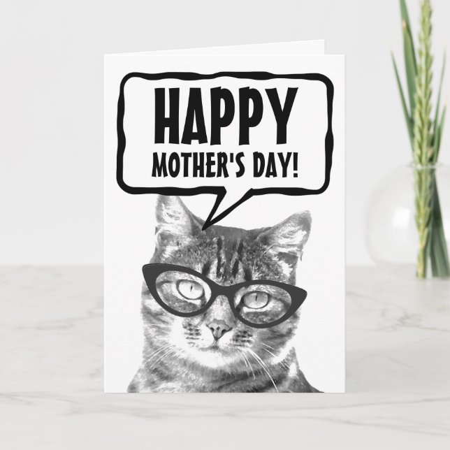 Happy Mother's Day drôle chat carte de voeux perso (Devant)