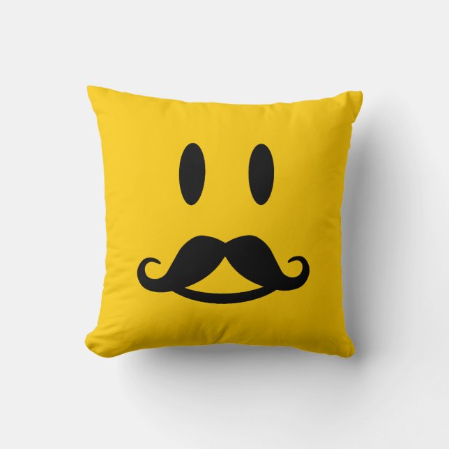 Happy Mustache coutume lancer oreiller (Recto)