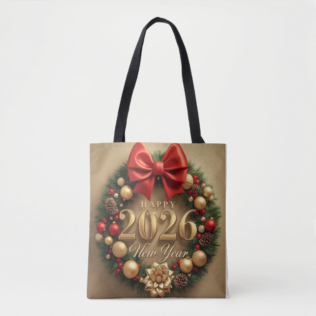 happy new year 2026 classic wreath tote bag (Devant)