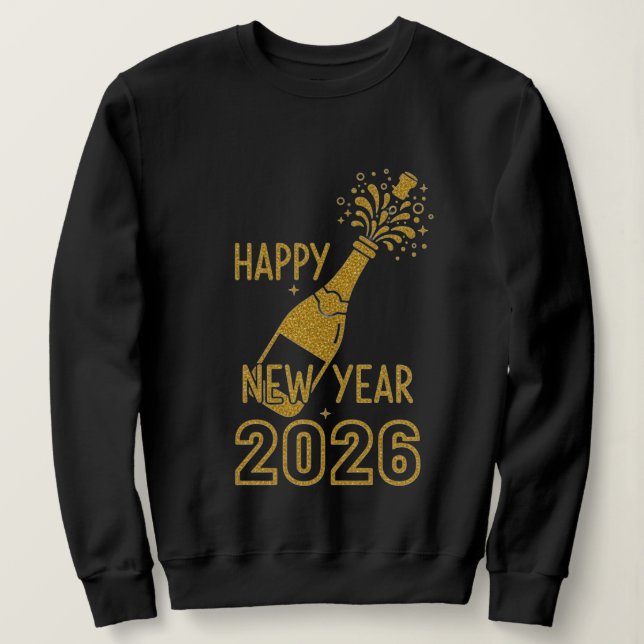 Happy New Year 2026 Glitter Sweatshirts for Women (Design devant)