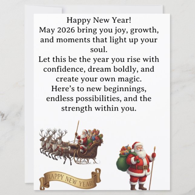 Happy New Year 2026 – Inspirational Greeting Card (Devant)