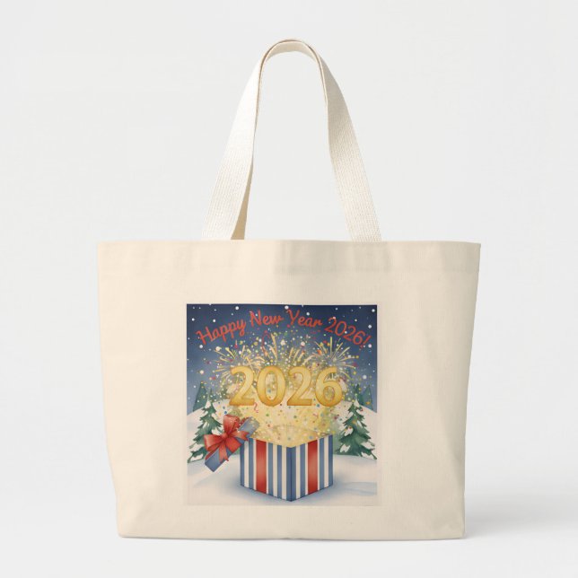 Happy New Year 2026 Tote Bag – Festive Fireworks  (Devant)