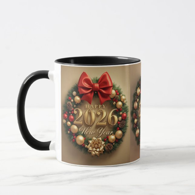 happy new year 2026 warm wreath mug (Gauche)