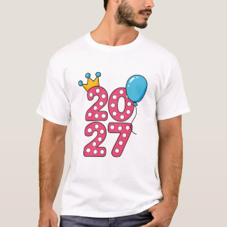 Happy New Year 2027 T-Shirt | Pink Polka Dot Numbe