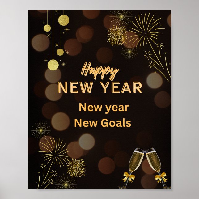 Happy New Year – Golden Brown Poster  (Devant)