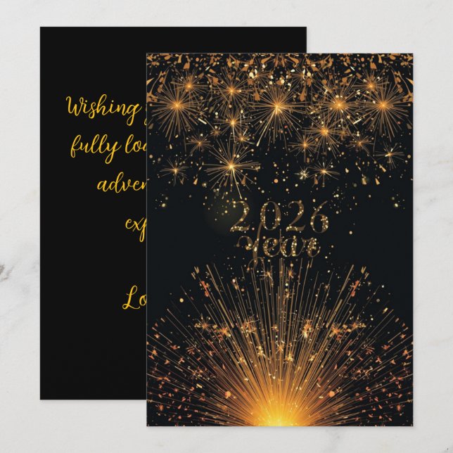 Happy new year holiday elegant Flat Card (Devant / Derrière)