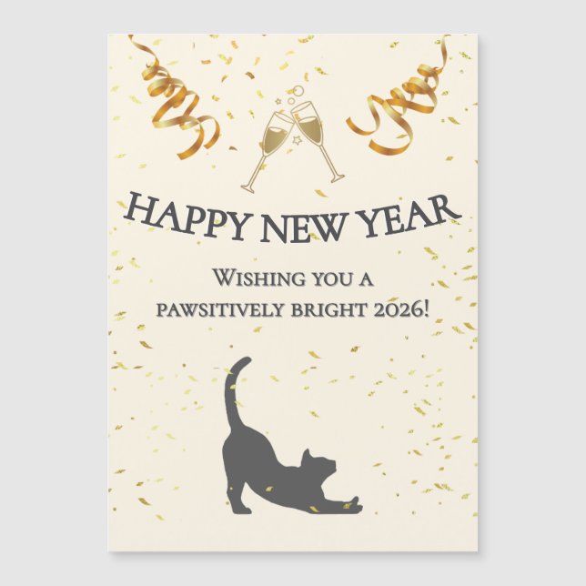 Happy New Year Magnetic Greeting Card (Devant)