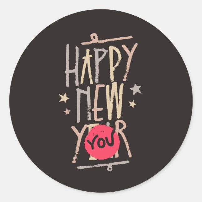 Happy New You Classic Round Sticker (Devant)