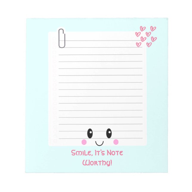 Happy Notes Blue : Bloc-notes Kawaii (Devant)