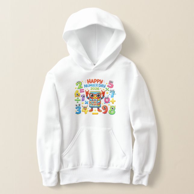 Happy Number Day Cute Maths Hoodie for Kids (Poser)